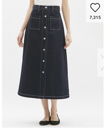 GU | デニムフロントボタンマキシスカート(スカート)