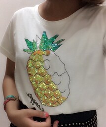 Dot＆Stripes CHILD WOMAN | パイナップル刺繍Tシャツ(Tシャツ/カットソー)