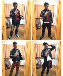 🔸ライダース赤黒コーデ😎😎😎🐷 | 🔸ライダース赤黒コーデ🐷(その他)