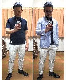 🔸キレイめコーデ🐷🐷‼️ | 🔶爽やか寒色ストライプコーデ(その他)