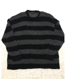 LAD MUSICIAN | ラッドミュージシャン シャギー太ボーダーニット(灰×黒)(ニット/セーター)