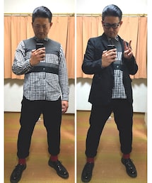 🔸こっちはブラックお仕事コーデ🐷✨ | 🔸ブラックコムデギャルソン　パッチワークギンガムチェックシャツ(く(その他)