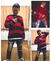 🔸ホントはこっち着たかった😣 | 🔸グラム　赤黒ボーダーニット(その他)