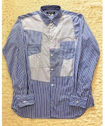 COMME des GARCONS HOMME DEUX | 🔸ギャルソンオムドゥ　パッチワークシャツ(青)  ★メルカリ出品中‼️(シャツ/ブラウス)