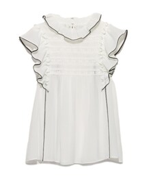 2016 ar 2016年4月号掲載 宮田聡子さん着用 ノースリーブフリルブラウス(Tシャツ/カットソー)