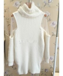 チュールアンゴラニットワンピース(ニット/セーター)