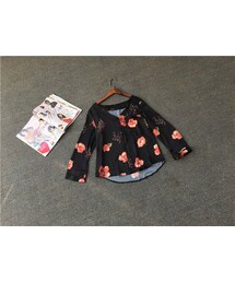 2017SS ノーカラープリントブラウス(シャツ/ブラウス)