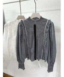 2018SS コットンレースブラウス シャツ トップス 柔らかいタッチが心地よい(シャツ/ブラウス)