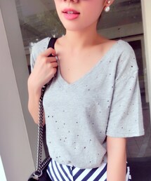 mstory | 洞洞V領T(Tシャツ/カットソー)