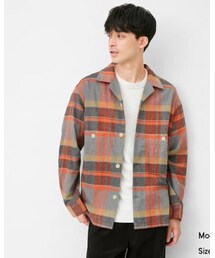 GU | MEN フランネルシャツジャケット（長袖）（ビックチェック）(トップス)