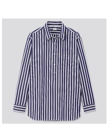 UNIQLO | エクストラファインコットンブロードプルオーバーストライプシャツ（長袖）(シャツ/ブラウス)