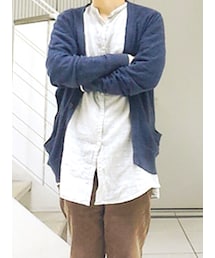 無印良品 | ノーカラーロングシャツ(シャツ/ブラウス)