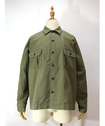 H.UNIT STORE LABEL-Back stain dolman open collar long sleeves shirt(ミリタリージャケット)