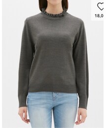 GU | フリルネックセーター(長袖) ¥990(ニット/セーター)