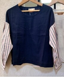 Crisp | 袖ストライプ刺繍TOPS(Tシャツ/カットソー)