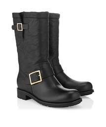 JIMMY CHOO |  Black Biker Leather Biker Boots(ブーツ)