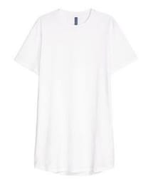 H&M | White Long T-shirt(Tシャツ/カットソー)