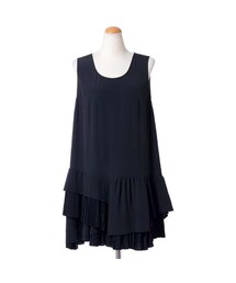 N°21 | ヌメロヴェントゥーノ (N21) ノースリーブフリルワンピース シフォン ブラック(ワンピース)