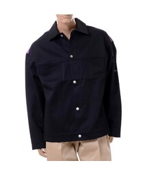 FRED PERRY×RAF SIMONS | ラフシモンズ (RAF SIMONS) フレッドペリー FREDPERRY プリンテッドデニムジャケット コットン ブラック(デニムジャケット)