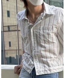 LANVIN | seersucker striped blouson shirt(シャツ/ブラウス)