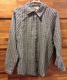 ［雜］格紋襯衫*深灰(シャツ/ブラウス)