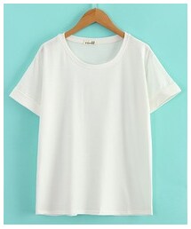 ［雜］袖口反摺素T*白(Tシャツ/カットソー)