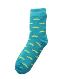 ［雜］Dali翹鬍子印花滿版長襪*水藍(タイツ/ストッキング)