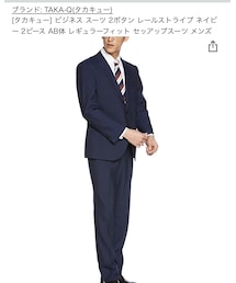 TAKA-Q | タカキュー] ビジネス スーツ 2ボタン レールストライプ ネイビー 2ピース AB体 レギュラーフィット セッアップスーツ メンズ(スーツセット)