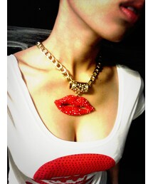 鑲鑽紅唇造型項鍊(ネックレス)