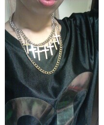 十字架雙層金色項鍊(ネックレス)