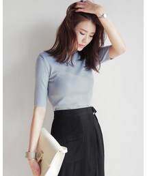 DHOLIC | ハーフスリーブスリムニットプルオーバー(ニット/セーター)