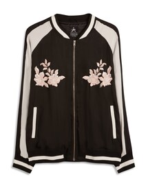 PRIMARK | Black Satin Embroidered Bomber Jacket(スタジャン)