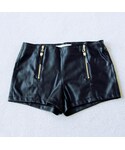 Machine Jeans | Machine Black PU Zipper Shorts(Pants)