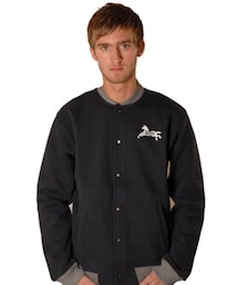 TONITE |  tonite baseball jacket hand print grey(スタジャン)