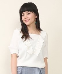 mystic | テレコフリル付Vネックプルオーバー(Tシャツ/カットソー)