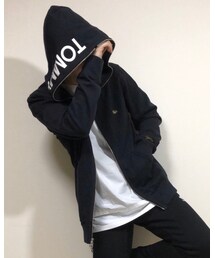 TOMMY HILFIGER | TOMMY HILFIGER  プリント入りスウェットパーカー  Lサイズ(パーカー)