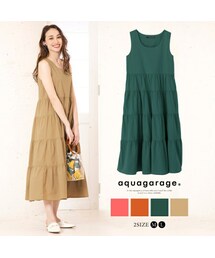 aquagarage | kw00567【aquagarage本店】ハイウエスト切り替えティアードワンピース (ワンピース)
