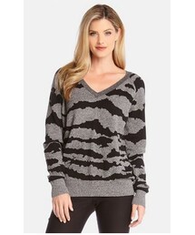 Karen Kane   | V-Neck Jacquard Sweater(スウェット)