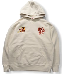 GO!DON | 【GO!DON】 ＊FUKU size-1.2 ¥14800+tax Made in Japan🇯🇵  縁起の良いhappyなGO!DON流Souvenir Parka。 古来より福が到る(福が来る)という意味で縁起の良い倒福(福を逆さに)、富をもたらす象徴である打手の小槌を贅沢におおぶりな刺繍で。 バックには倒福をプリント。ボディーも完全日本製で何十年とご着用頂けます(パーカー)