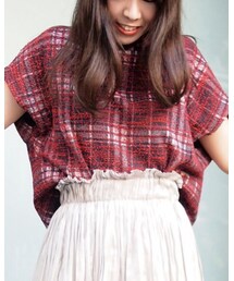 ライチ | doll up oops チェック柄ボトルネックトップス(Tシャツ/カットソー)