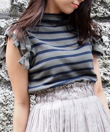 DOLLUPOOPS | doll up oops ニット 袖リボン ハイネック ノースリーブ(ニット/セーター)