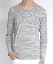 Soleildor ヨコ杢フライスVネックロンT a-1262(Tシャツ/カットソー)