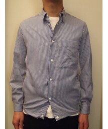 KIIT | KIIT コットン/キュプラストライプシャツブルゾン（BLUE） (ブルゾン)