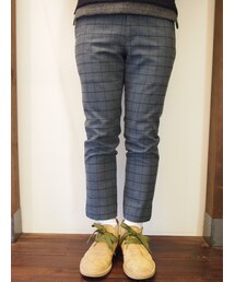 KIIT | KIIT(キート) ウール/コットングレンチェックパンツ（BLUE×GRAY） (スラックス)