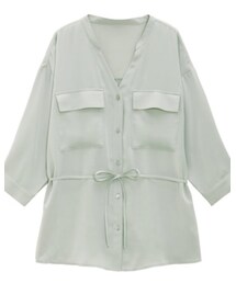 GU | マットサテンダブルポケットシャツ(7分袖) 商品番号：326199(シャツ/ブラウス)