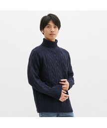 GU | シャギーケーブルタートルネックセーター(ニット/セーター)