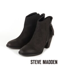 STEVE MADDEN | STEVE MADDEN -- 西部獨特別緻風 拉鍊低跟短靴 - 個性黑(パンプス)