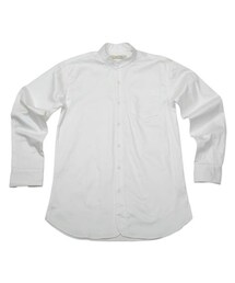 plain-me | 立領純白風格長版襯衫(シャツ/ブラウス)