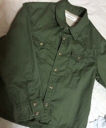 カーキ七部ミリタリージャケット(ミリタリージャケット)