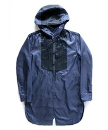 高密度シャンブレーツイル ミックスアップパーカー(ナイロンジャケット)